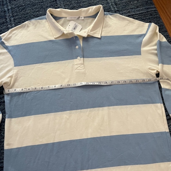 Altar'd State Landon Rugby Stripe Polo Blue/Ivory Roomy Relaxed fit, Sz M/L - Picture 7 of 15